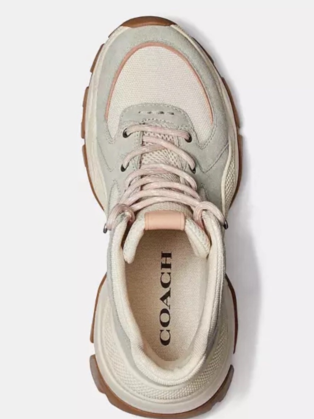 Coach C265 Hiker Sneakers High Cut Hiker Boot Platform Light Grey Pink Size 6 - Picture 4 of 14